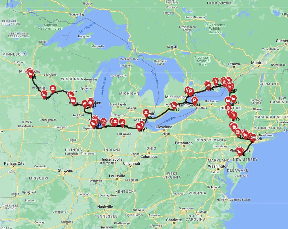 Philadelphia to Minneapolis fantastic route planning tool